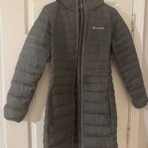 Women's Columbia Long Down Puff Jacket XS, Gray, 650-Fill